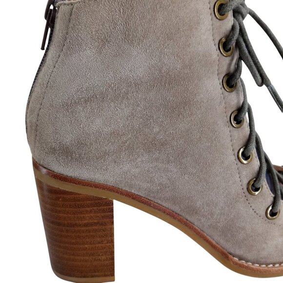 Jeffrey Campbell Cors Lace Up Open Toe Boots Booties Size 7.5 Suede Beige - Picture 13 of 15